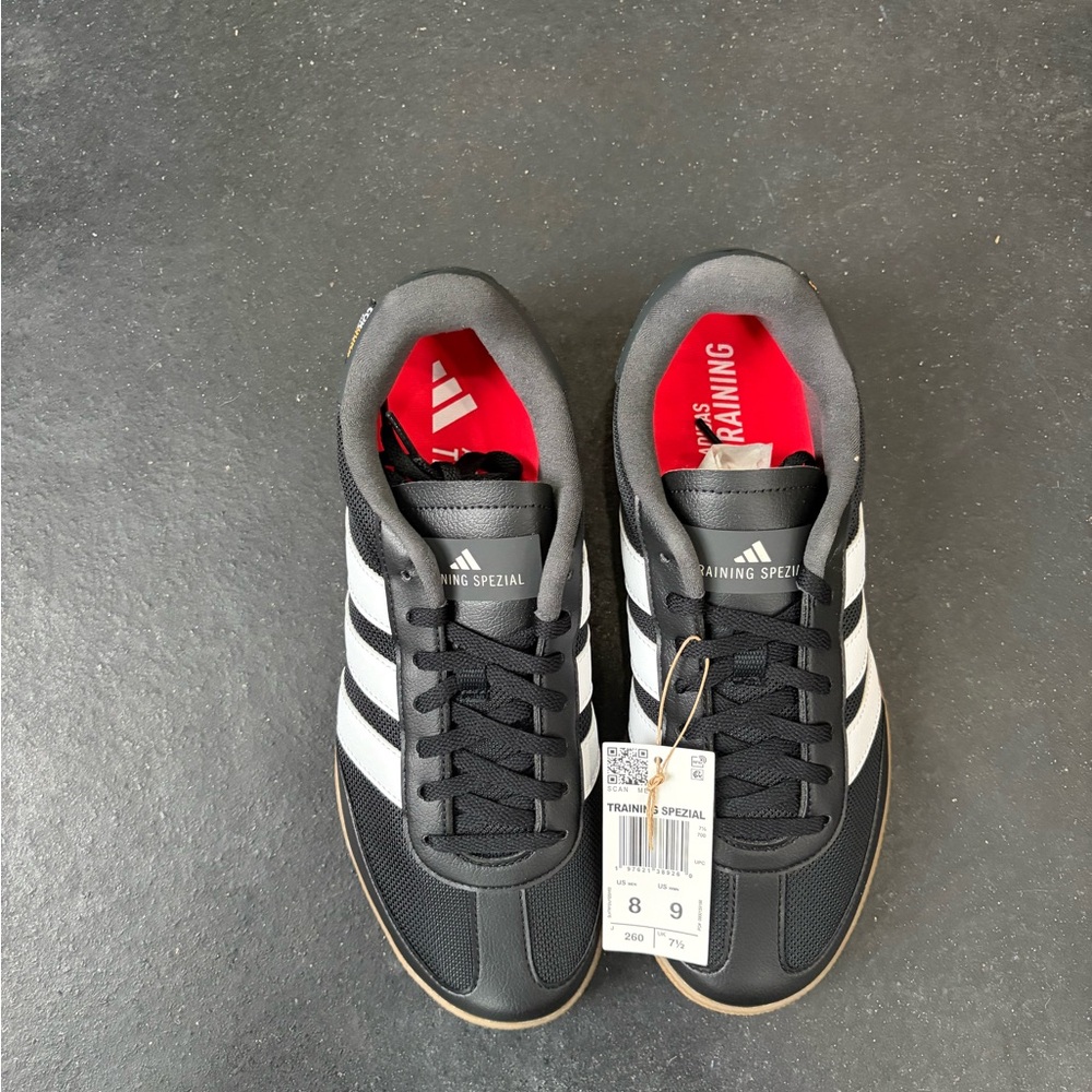 adidas Black & White Training Spezial Sneakers with Red Insole